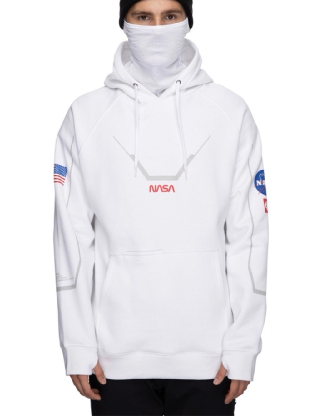 WHITE HOODIE 686 EXPLORATION PULLOVER NASA snowboarding, men’s size XL